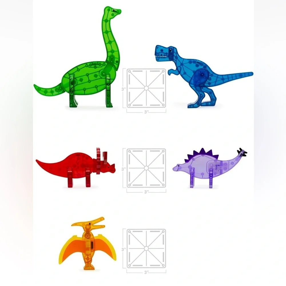 Magna-Tiles | Dino 5-Piece Magnetic Construction Set Dinosaurs Toy